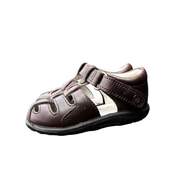 Stride Rite Harper Leather Boys Fisherman Sandal Brown Size 4XW Closed Toe - Picture 4 of 14